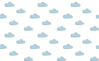 pattern with cute clouds. Seamless background with illustrations for babies and kids. Cute blue little cloud. Design for baby textile, wallpaper, wrapping, fabric, scrap, gift, paper, bedroom vector