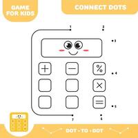 Dot to dot educational game for preschool kids. Activity worksheet. Calculator vector
