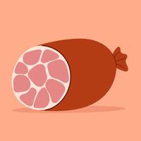 Meat product. Cut wurst roll. Meaty delicatessen. Flat hand drawn vector