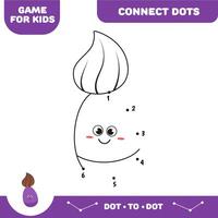 Dot to dot educational game for preschool kids. Activity worksheet. Brush vector