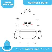 Dot to dot educational game for preschool kids. Activity worksheet. Backpack vector