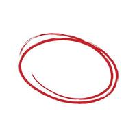 Single red doodle pencil drawn oval circle. One red grunge oval circle for highlighting vector