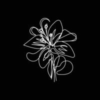 Abstract Flower Lily one line art drawing singular aesthetic minimalist , one line art, line art, icon, logo vector