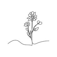 flower plant minimal design hand drawn one line style drawing, flower plant one line art continuous drawing, flower plant single line art vector