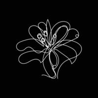 Abstract Flower Lily one line art drawing singular aesthetic minimalist , one line art, line art, icon, logo vector