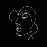 woman face one line art, woman face continuous line art vector