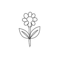 flower plant minimal design hand drawn one line style drawing, flower plant one line art continuous drawing, flower plant single line art vector