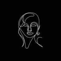 woman face one line art, woman face continuous line art vector