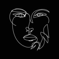 woman face one line art, woman face continuous line art vector