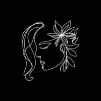 woman face one line art, woman face continuous line art vector