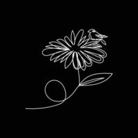 flower on it bird minimal design hand drawn one line style drawing, flower on it bird one line art continuous drawing, flower on it bird single line art vector