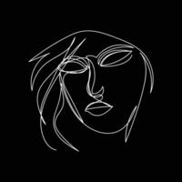 woman face one line art, woman face continuous line art vector