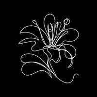 Abstract Flower Lily one line art drawing singular aesthetic minimalist , one line art, line art, icon, logo vector