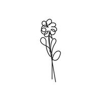 flower plant minimal design hand drawn one line style drawing, flower plant one line art continuous drawing, flower plant single line art vector