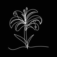Abstract Flower Lily one line art drawing singular aesthetic minimalist , one line art, line art, icon, logo vector