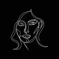 woman face one line art, woman face continuous line art vector