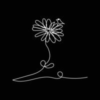 flower on it bird minimal design hand drawn one line style drawing, flower on it bird one line art continuous drawing, flower on it bird single line art vector