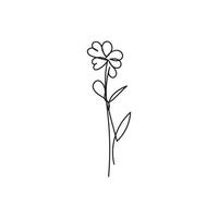 flower plant minimal design hand drawn one line style drawing, flower plant one line art continuous drawing, flower plant single line art vector