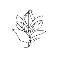 flower plant minimal design hand drawn one line style drawing, flower plant one line art continuous drawing, flower plant single line art vector