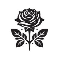 rose silhouette, rose black and white color, rose art design style vector