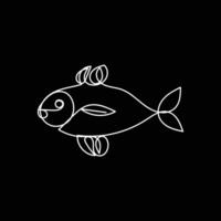 Fish minimal design hand drawn one line style drawing, Fish one line art continuous drawing, fish single line art vector