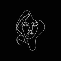 woman face one line art, woman face continuous line art vector