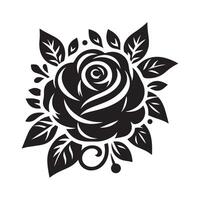 Rosa silueta, Rosa negro y blanco color, Rosa Arte diseño estilo vector