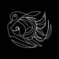 Fish minimal design hand drawn one line style drawing, Fish one line art continuous drawing, fish single line art vector