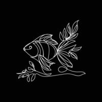 Fish minimal design hand drawn one line style drawing, Fish one line art continuous drawing, fish single line art vector