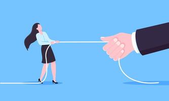 Business person play tug of war by pulling the rope. vector