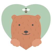 Animal set. Portrait of a bear in love. Flat graphics. vector