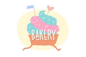 Cupcake with heart and text Bakery vector