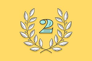 Laurel wreath icon with number Two vector