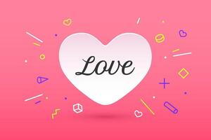 White paper heart with lettering Love vector