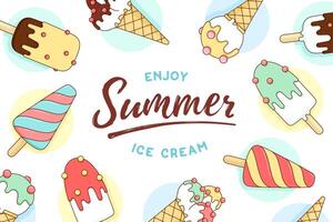 Ice cream icons pattern with text Enjoy Summer vector