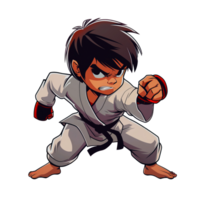 Teenage boy training karate png