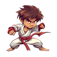 Illustration of teenage boy training karate png