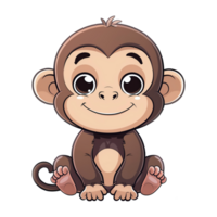 Cute monkey cartoon character illustration png