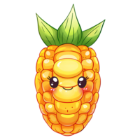 kawaii style cute corn on a transparent background png