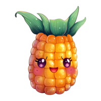 kawaii style cute corn on a transparent background png