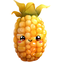 kawaii style cute corn on a transparent background png