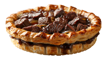 Fresh tasty meat pie on transparent background png