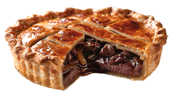 Fresh tasty meat pie on transparent background png
