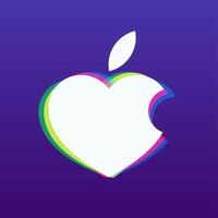 white apple in the shape of heart on a violet background vector