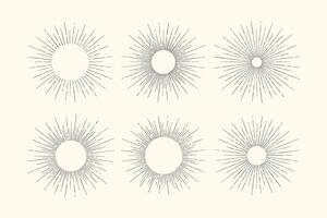 Set of light rays, sunburst vector