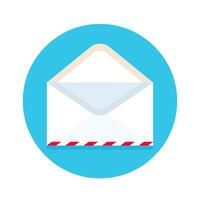 Icon of open new mail envelope. White envelope on a blue background vector