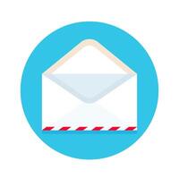 icono de abierto nuevo correo sobre. blanco sobre en un azul antecedentes vector