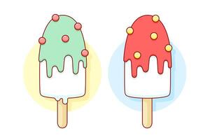 Icon ice cream different pastel color in line graphic vector