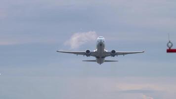 Airplane crossing the cloudy sky 4k background video