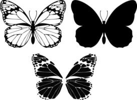 añadir un toque de elegancia a tu espacio con esta moderno negro mariposa silueta diseño elemento en un blanco antecedentes. Perfecto para hogar decoración vector
